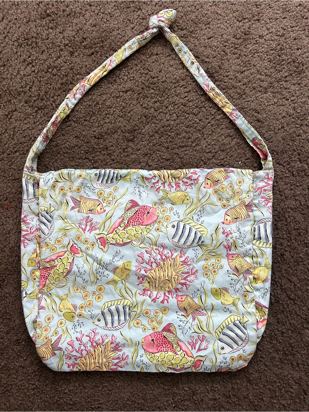 Pastel Coral Reef Print Shoulder Bag - Multicolor
